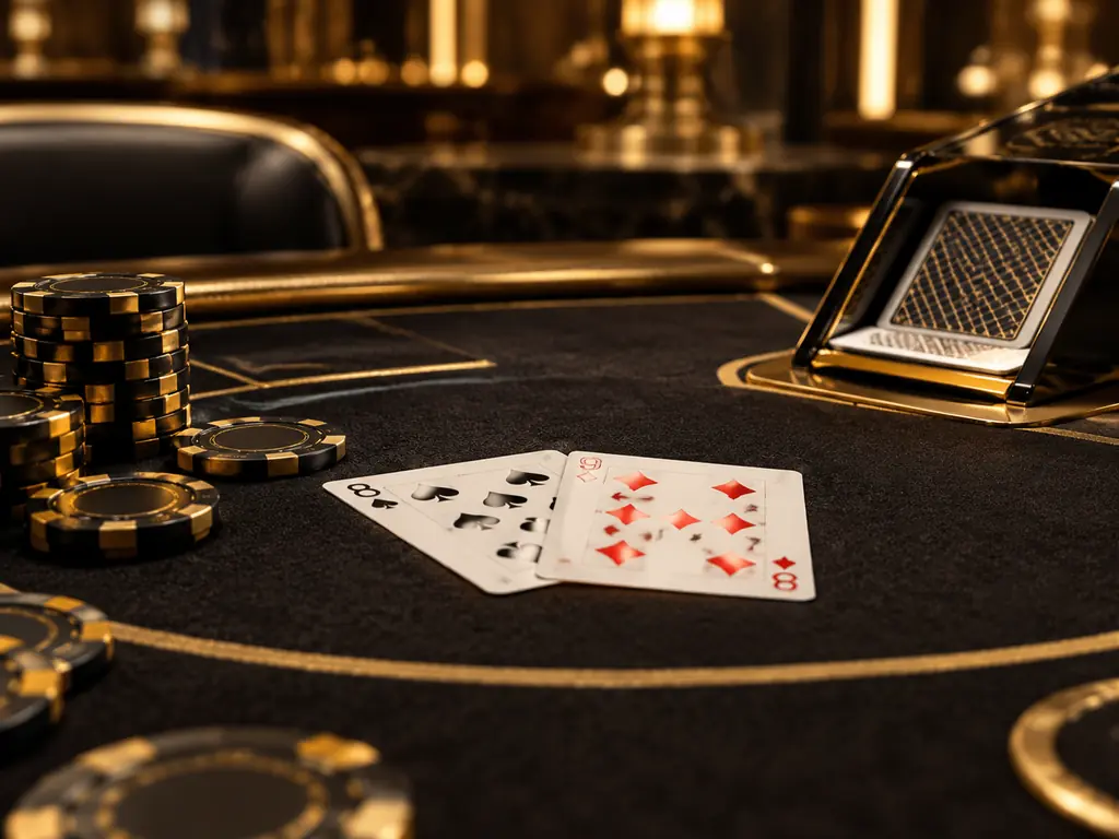 Kartu dan keping di meja blackjack