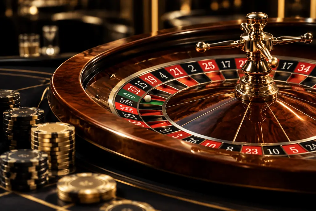Roda roulette dan keping kasino