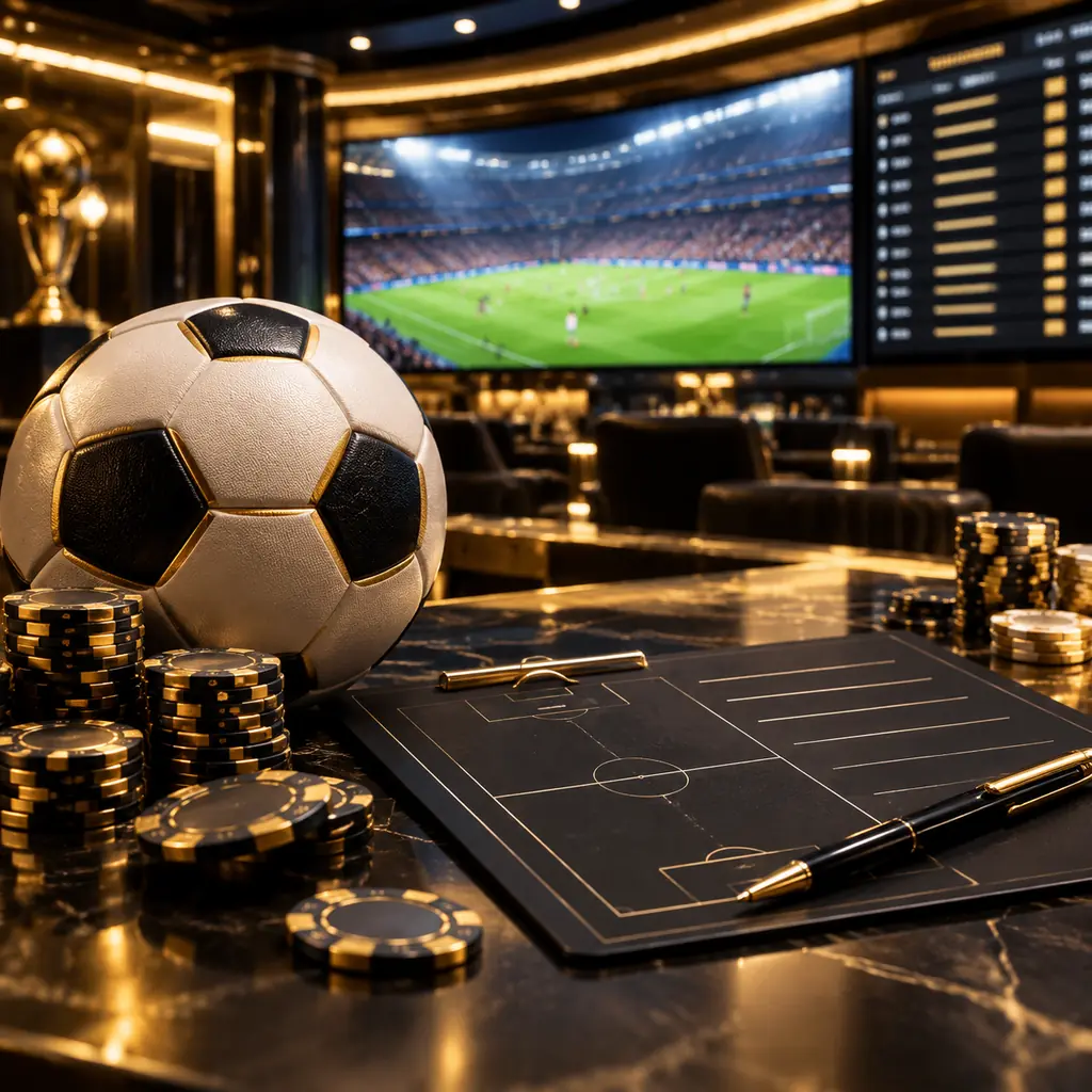 Bola olahraga dan papan catatan di area kasino